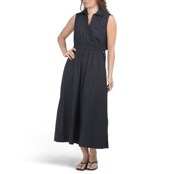 CALVIN KLEIN Navy Drawstring Waist Maxi Dress - Picture 1 of 2